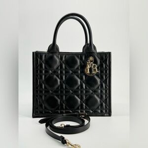Christian Dior Small Cannage Book Tote In Black Macrocannage Calfskin Bag